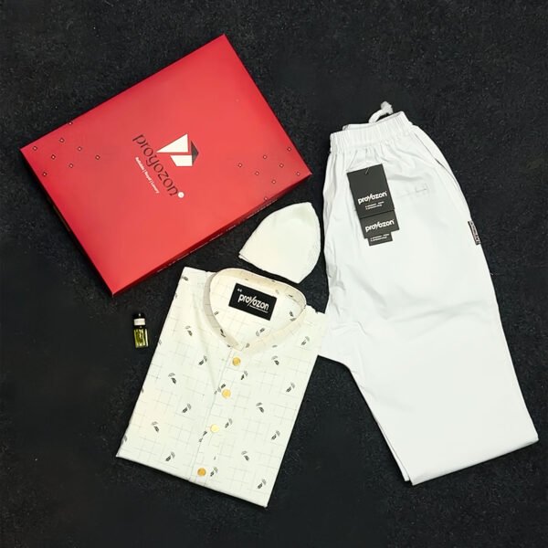 Combo White Regular Printed Panjabi-2